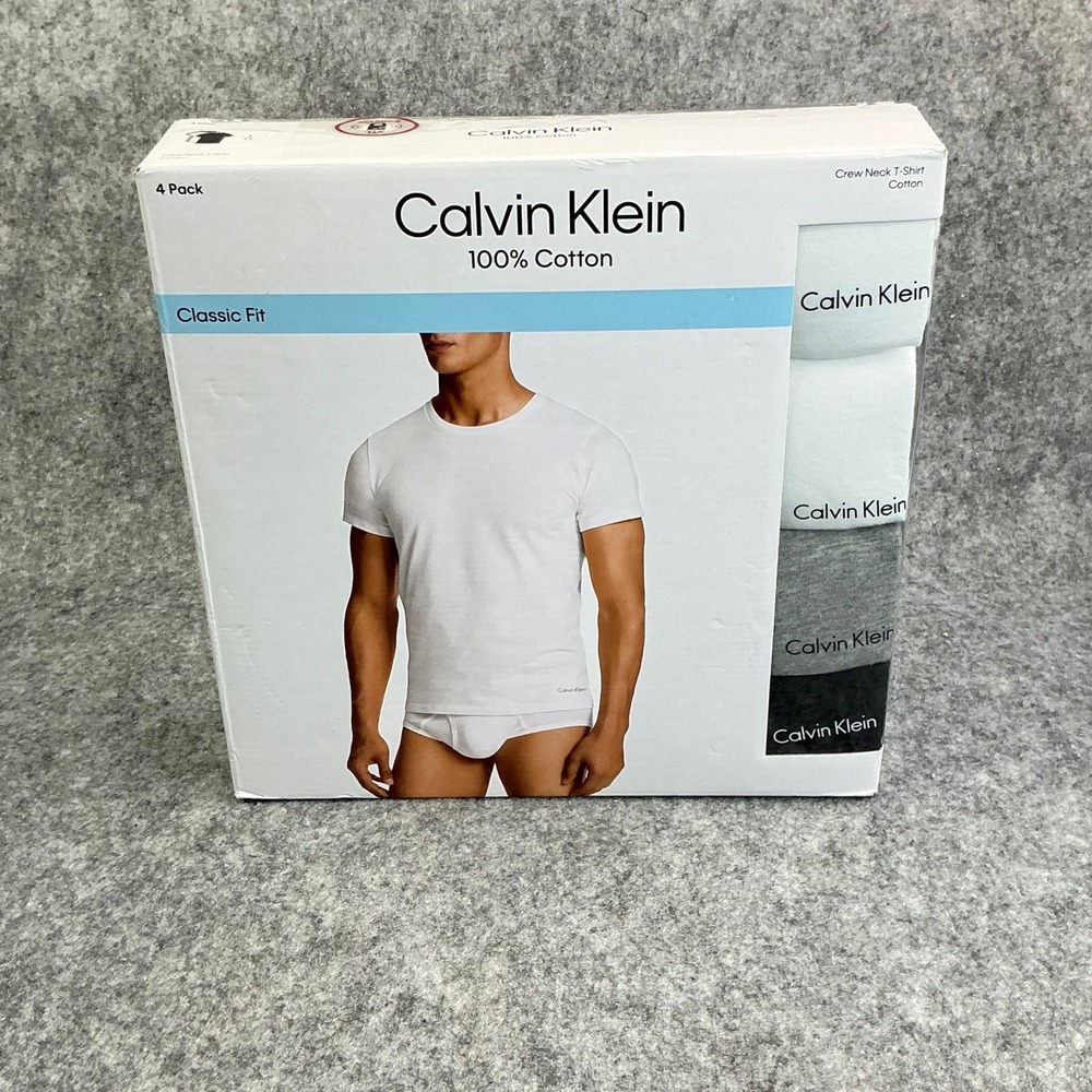 Calvin Klein Mens 4 Pack Classic Fit 100% Cotton Crew Neck T-Shirts Large Multi - Picture 11 of 11